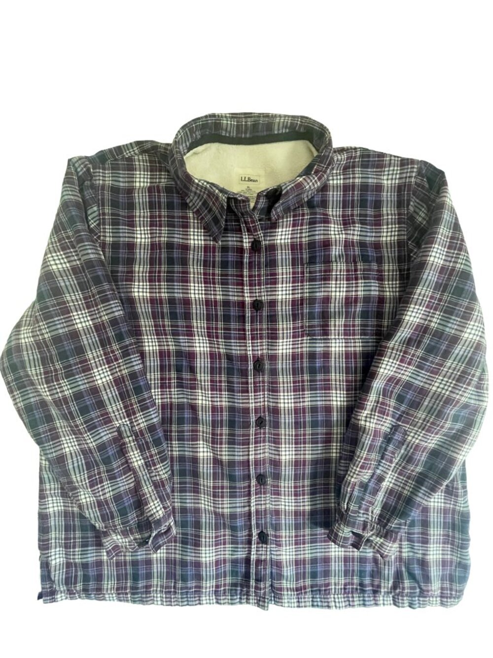 L.L. Bean Fleece Lined Plaid Flannel Shirt Jacket Shacket XL